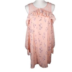 ATTENTION ARITZIA Cold Shoulder Pink Lace Floral Coastal Dress Women’s Size XL